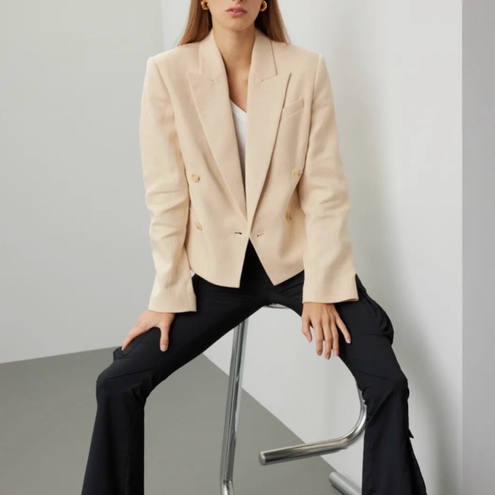 A.L.C  River Blazer Womens Jacket Light Beige Linen Blend